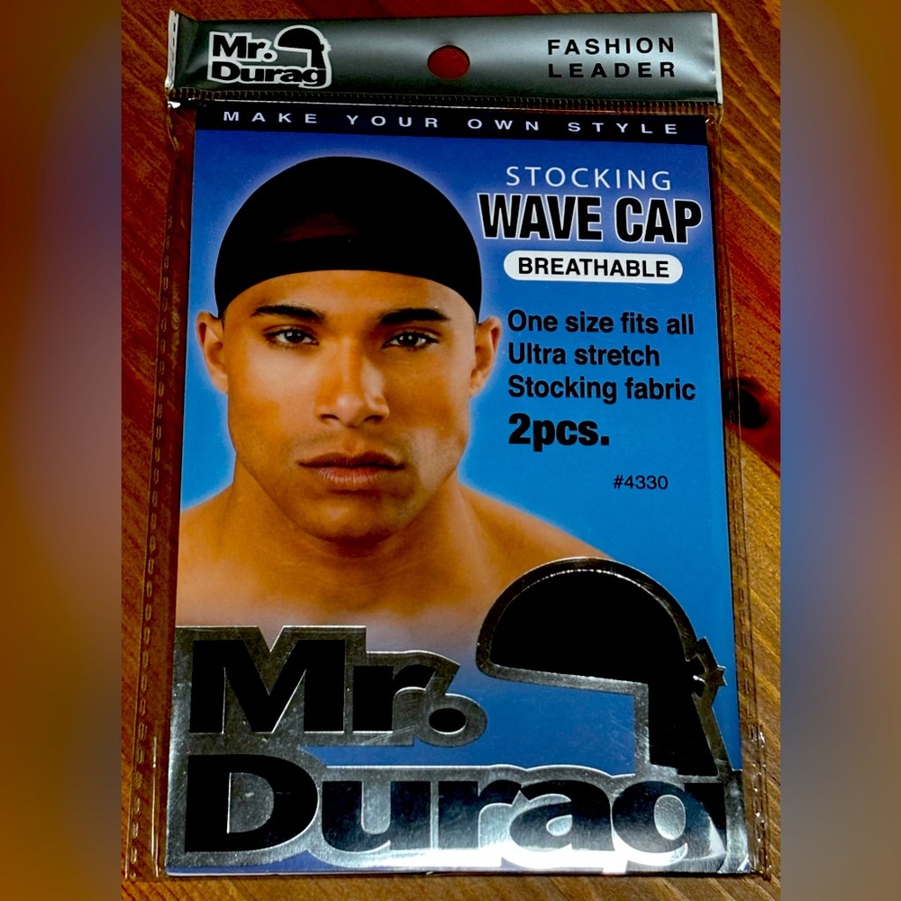 Mr. Durag Stocking Wave Cap 2 pieces Per Pack One Size BLACK #4330 NEW Sealed